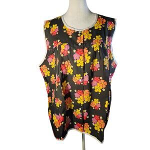 Anthony Richards Women's TShirt Tank Apron Black Floral‎ Hippie Dbl Pocket New1X